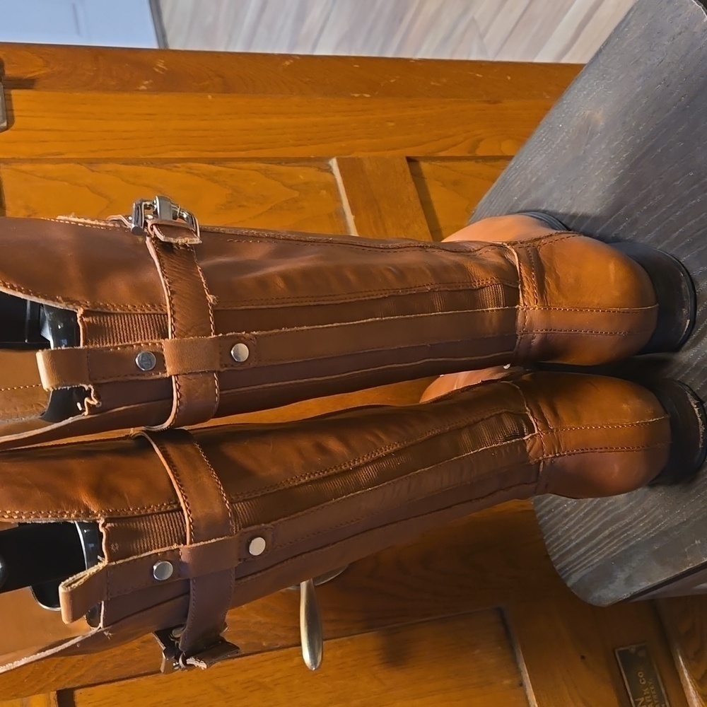 Marc Fisher Leather Wide Calf Taite Riding Boots Ladies Size 7.5 Carmel Color - Picture 7 of 10